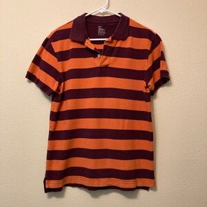 Gap Polo style short sleeved shirt, Men's small, orange and maroon striped